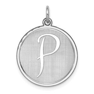 Sterling Silver, Makayla Collection, 20mm Disc Initial P Pendant